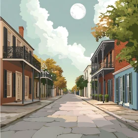 Historic Buildings Under Moonlight