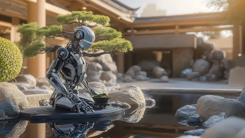 Zen Robot: Harmony of Tech and Nature