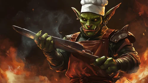 Fantasy Orc Chef with Knife