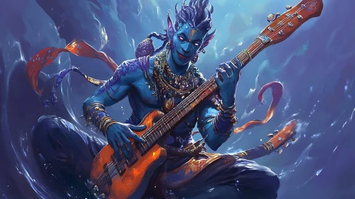 Blue Alien Guitar Player