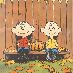 Autumn Cartoon Friends with Pumpkin