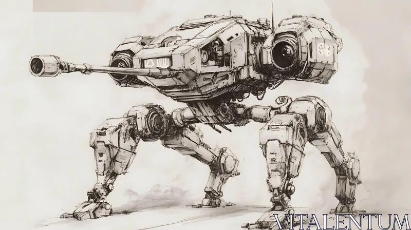 AI ART Detailed Robot Sketch: Mechanical Marvel