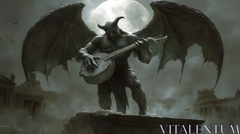 Winged Demon's Guitar Performance AI Image