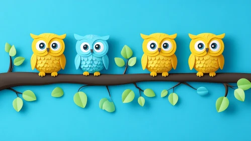 Colorful Cartoon Owls