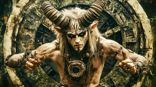 Fantasy Demon with Horns and Face Paint