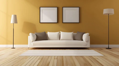 Modern Home Interior with Yellow Wall