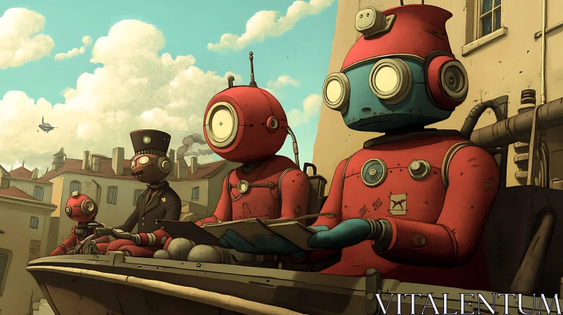 AI ART Vintage Automatons on an Adventure