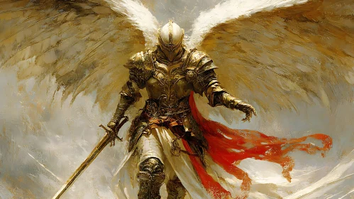 Winged Warrior Angel with Sword