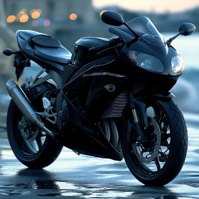 Sportbike Motorcycle on Wet Surface