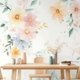 Pastel Floral Dining Room Art