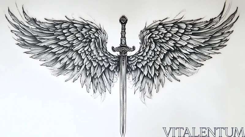 AI ART Winged Sword Artistic Design