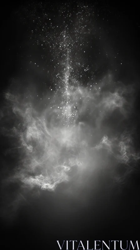 Monochrome Smoke Clouds with Stars AI Image