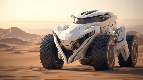 Off-road Adventure: Futuristic Vehicle in Desert Landscape