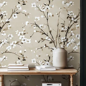 Still Life with White Blossoms and Books