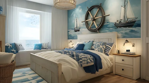 Coastal Style Bedroom with Sea Theme