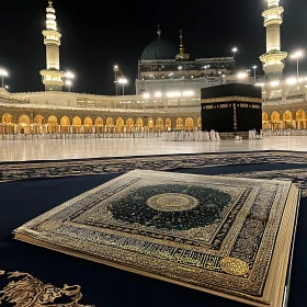 Mecca Holy Book and Mosque at Night