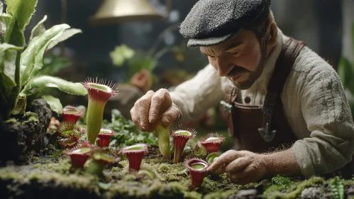Man Cultivating Pitcher Plants