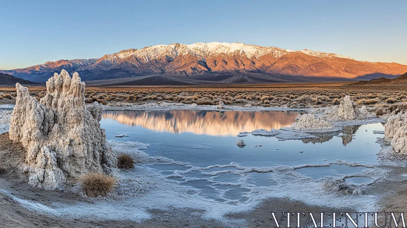 AI ART Salt Formations Reflected in Desert Water