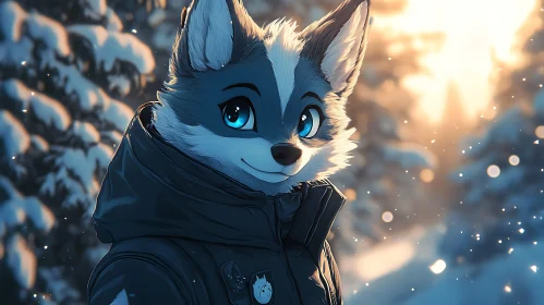 Winter Anime Wolf Character