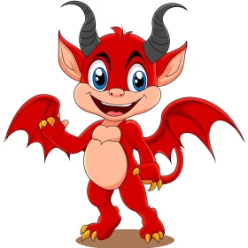 Smiling Red Devil Cartoon Character