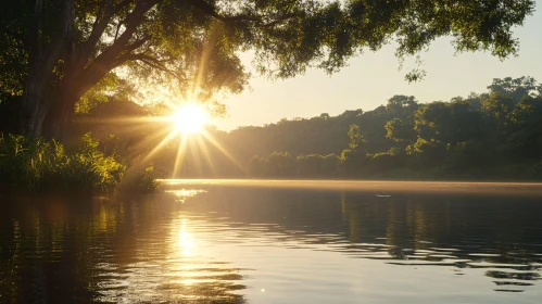 Golden Sunlight Reflecting on Calm Waters