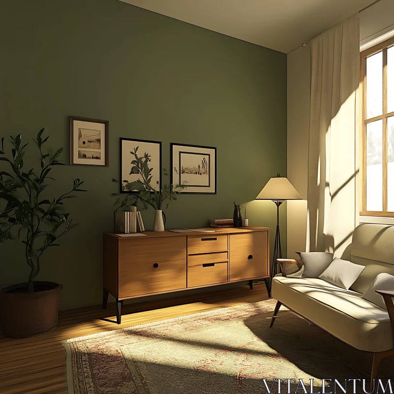 AI ART Peaceful Living Room with Natural Light