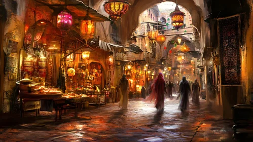 Luminous Market Scene