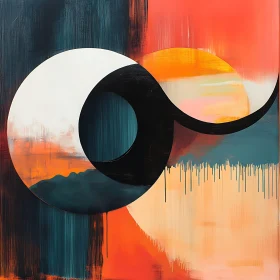 Circular Geometric Art with Orange and Black