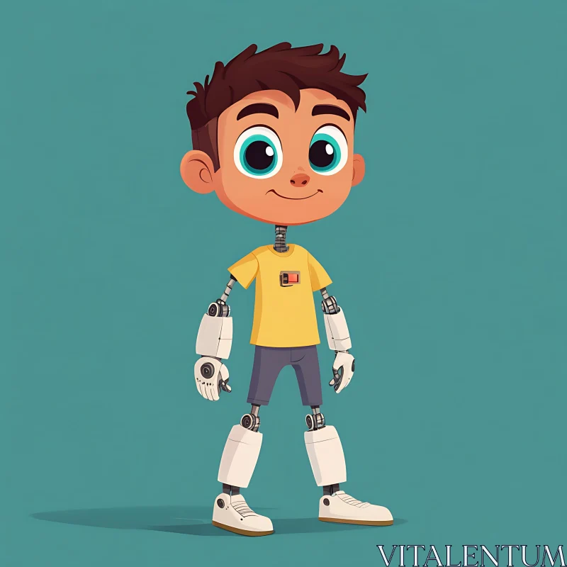 Robotic Boy Character Design AI Image