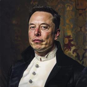 Detailed Portrait of Elon Musk in Classic Formal Attire