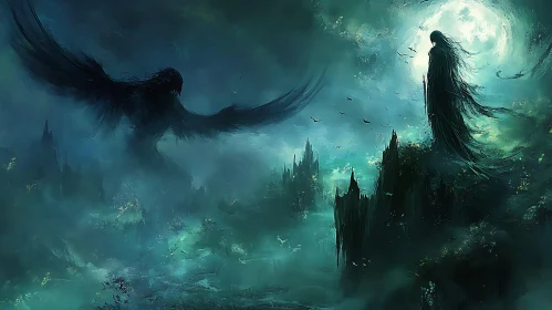 Moonlit Gothic Fantasy Scene