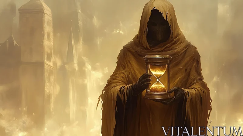 Time Keeper in Golden Haze AI Image