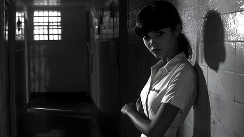 Woman in White Shirt Leaning on Wall