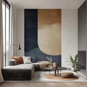 Modern Living Room with Artistic Mural