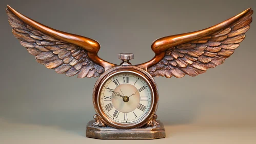 Bronze Clock with Wings: Timeless Flight