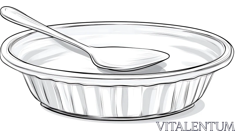 AI ART Spoon and Container Sketch Illustration