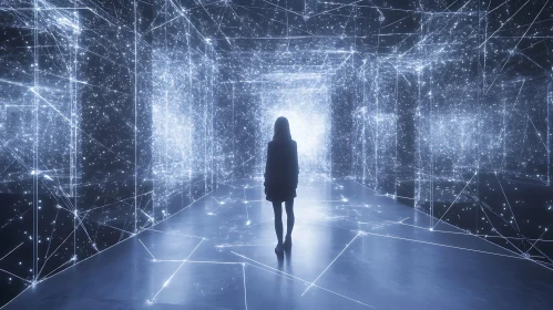 Digital Realm Encounter: Woman in Metaverse