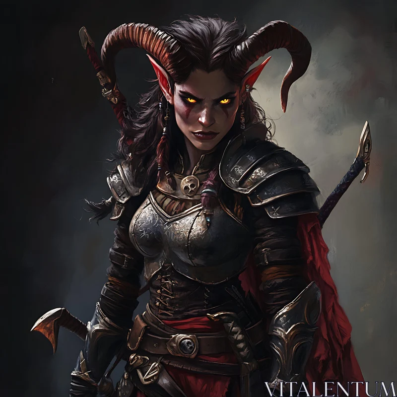 AI ART Horned Warrior Woman Portrait