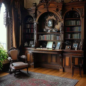 Vintage Library Interior with Classic Design