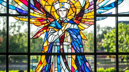 Colorful Angel Stained Glass Window