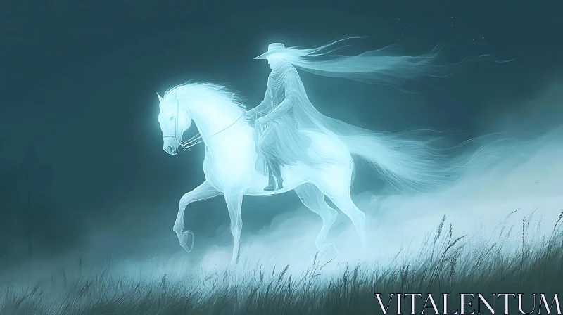 AI ART Ethereal Horseman in Spectral Landscape