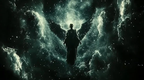 Winged Figure in Starry Space