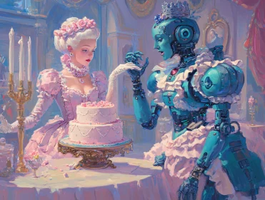 Pastel Clad Aristocrats and Futuristic Robots