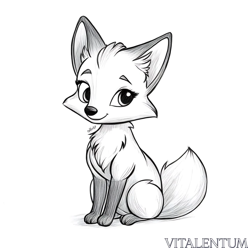 Whimsical Fox Portrait in Black and White AI Image