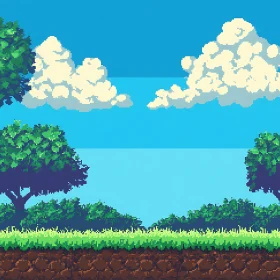 Green Trees and Blue Sky Pixel Art