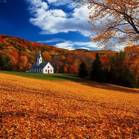 Scenic Autumnal Church in Vermont