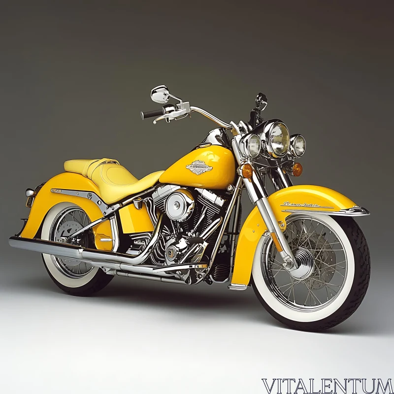 Vintage Yellow Motorbike AI Image