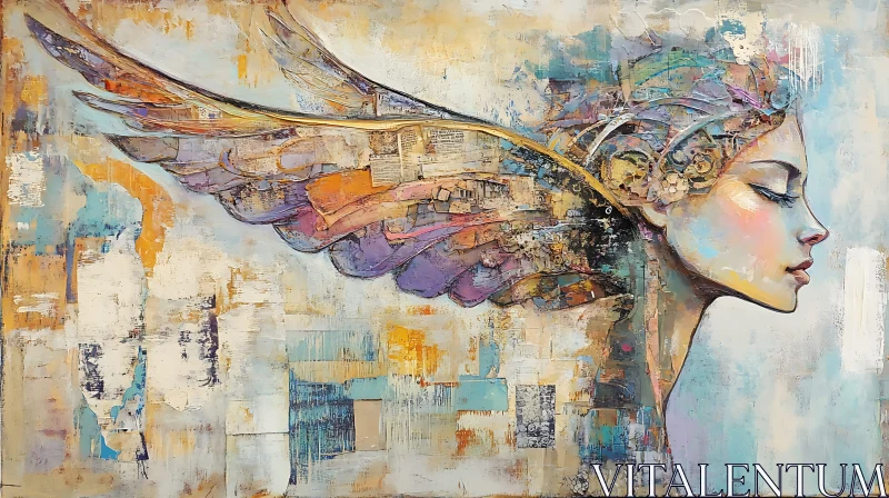 AI ART Winged Woman Abstract Painting