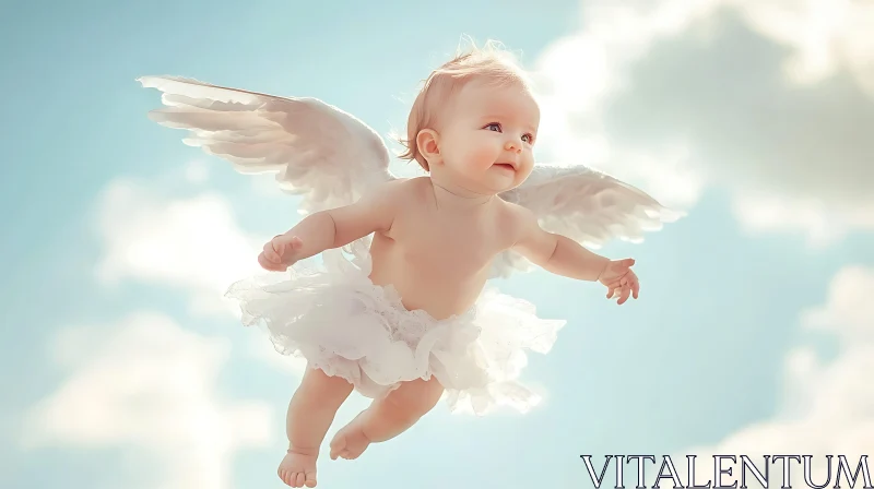 AI ART Infant Angel in Flight