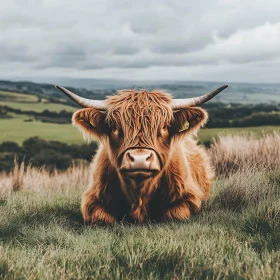 Resting Highland Cow in Natural Habitat